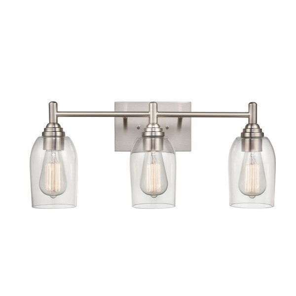 Millennium Lighting Arlett 3 Light Vanity fixture in Modern Gold or Brushed Nickel with Cleard Glass Shades