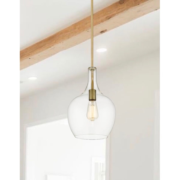 Retro Modern Clear Glass Mini Pendant in Antique Brass
