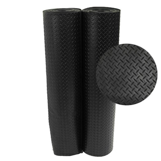 Rubber-Cal "Diamond-Plate" Rubber Flooring Rolls - 3 mm x 4 ft x 5 ft Rolls - Black - 48 x 60