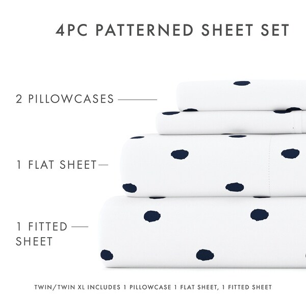 Becky Cameron Dots Pattern 4 Piece Deep Pocket Bed Sheets Set