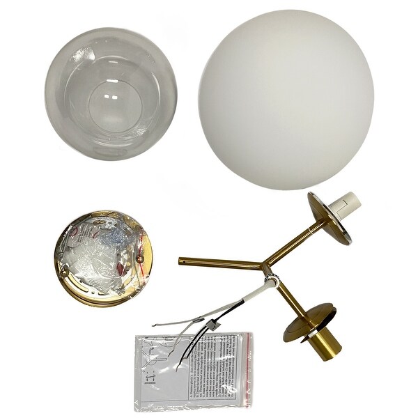 Zara 2-Light Brass Wall Sconce with Clear and Opal Glass