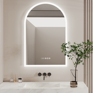 Illuminated LED Bathroom Mirror Anti-fog With Clock, Temperature - 24" x 36"