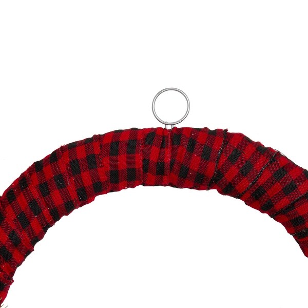 Red Black Buffalo Plaid Berry Artificial Christmas Wreath - 24", Unlit