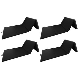 BalanceFrom Fitness 120x48in All Purpose Folding Gymnastics Mat, Black (4 Pack) - 15