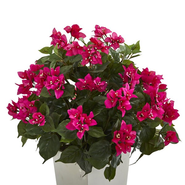 Bougainvillea Artificial Plant in White Tower Planter