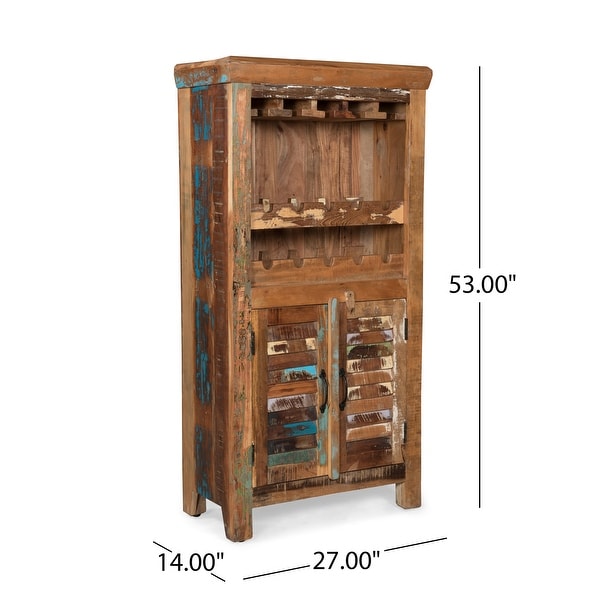 Laverock Boho Handcrafted Wooden Bar Cabinet by Christopher Knight Home