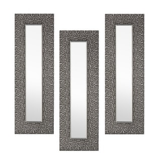 9.25 x 27.75 inch Silver Mosaic Framed Wall Mirror (Set of 3) Accent Hallway Bathroom Bedroom Living room Medium Home Décor