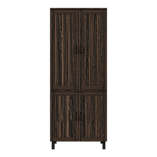 Space-Saving Storage Solution Pantry Cabinet w/Dark Wood Grain Kitchen - 31.5"Wx23.6“Dx78.7"H