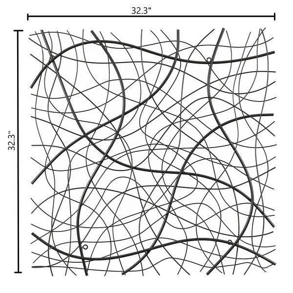 32-Inch Square Black Abstract Metal Wall Decor