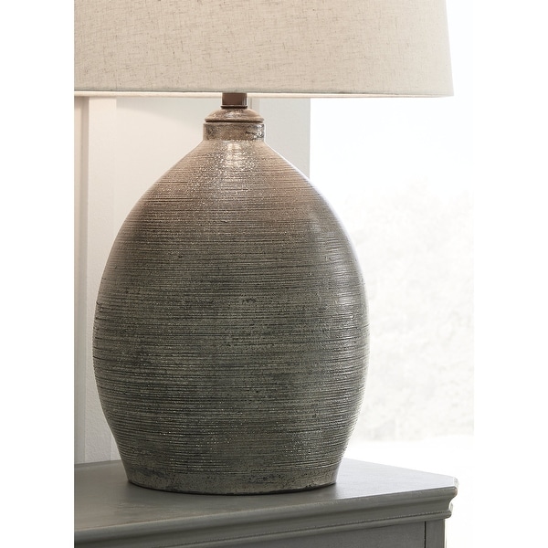 Joyelle Gray Terracotta Table Lamp - 17"W x 17"D x 28"H