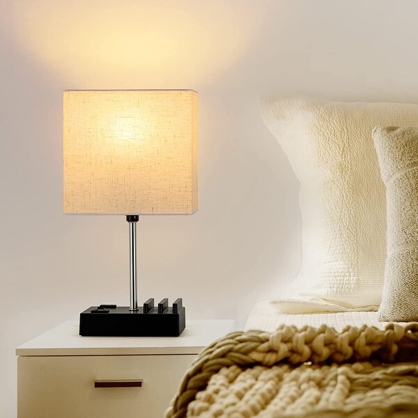 Set of 2 Bedside Lamps with Bulbs