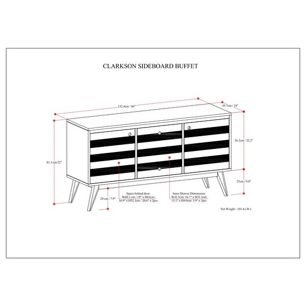 WYNDENHALL Wright SOLID ACACIA WOOD 60 inch Wide Mid Century Sideboard Buffet in Rustic Natural Aged Brown