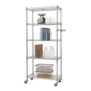TRINITY Basics EcoStorage 5-Tier Pantry Rack 24" x 12" x 55.5" w/ Wheels, NSF Certified, Chrome