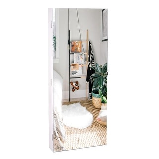 The Whole Surface PVC Film Wall Hanging Door With Lock Jewelry Cabinet Fitting Mirror Cabinet White