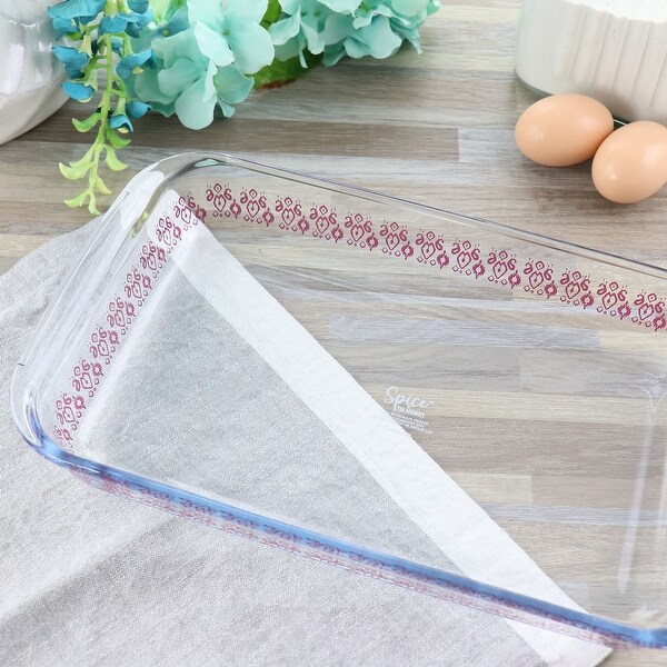 Spice By Tia Mowry 2.3 Quart Spicy Cloves Glass Rectangular Baker