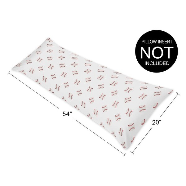Sweet Jojo Designs Red and White Baseball Patch Sports Collection Body Pillow Case (Pillow Not Included)