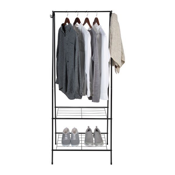 Organize It All Garment Rack with 2 Tier Shelving - 23.7" x 14.09" x 59.06"