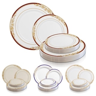 Gold Harmony Rim Disposable Plastic Plate Packs - Party Supplies