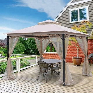 10 ft. x 10 ft. Soft Top Steel/Metal Outdoor Patio Gazebo