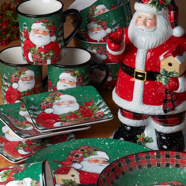 Certified International Christmas Lodge Santa 6" Canape/Luncheon Plates, Set of 4