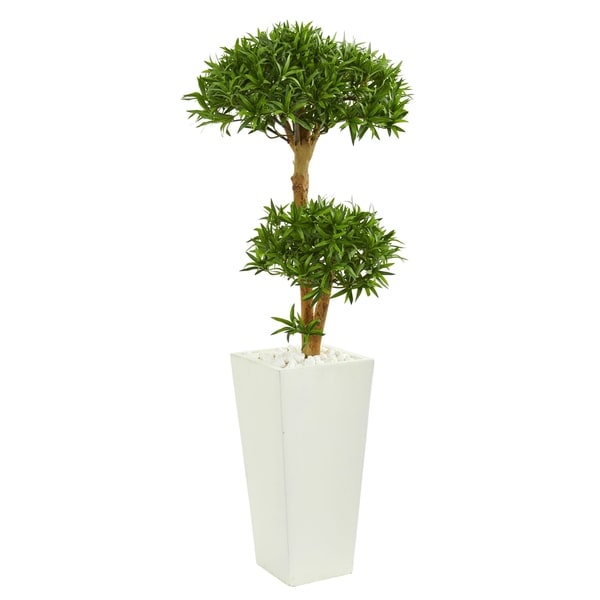 Nearly Natural Bonsai-style Podocarpus 50-inch Artificial Tree in Tower Planter