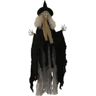 Haunted Hill Farm 3.75-ft. Witch, Indoor/Covered Outdoor Halloween Decoration, LED Red Eyes, Poseable, Battery-Operated, Wanda