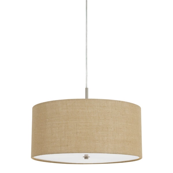 Addison Iron 60-watt 3-light Drum Pendant Light Fixture with Beige Burlap Shade
