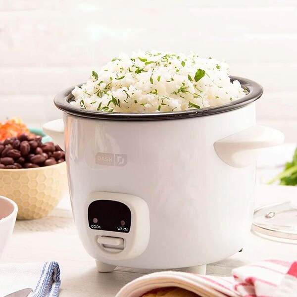 Dash Mini 16 Ounce Rice Cooker in White with Keep Warm Setting