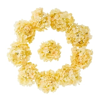 10 Pack Artificial Hydrangea with Stem, 6.5" Silk Flower Head, Party Decor Centerpieces Bouquet (Champagne)