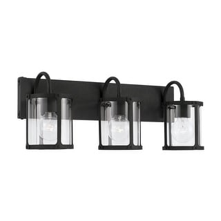 Brennen 3-light Black Iron Bath/ Vanity Fixture w/ Clear Glass