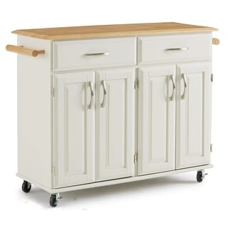Homestyles Dolly Madison Off-White Wood Kitchen Cart - 48" x 19" x 36"