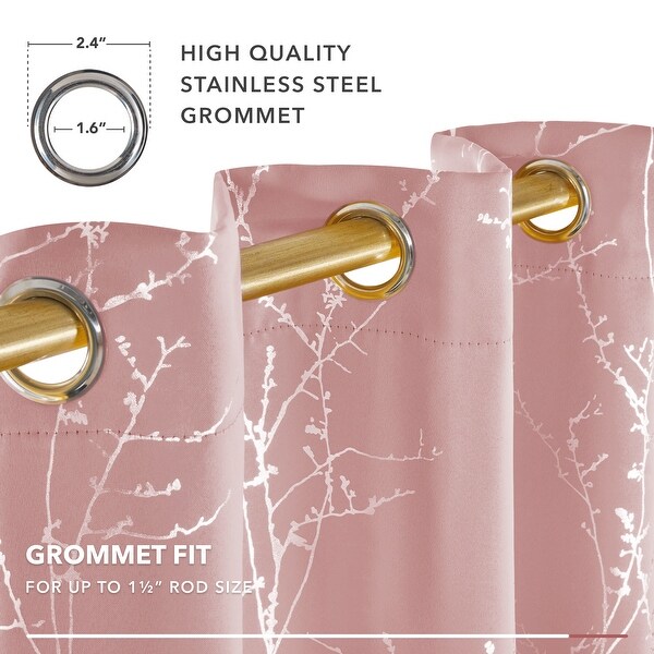 Deconovo Blackout Silver Tree Twigs Curtains 42 Width(2 Panel)