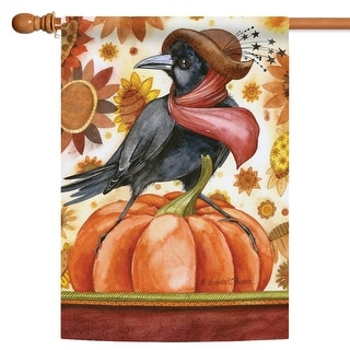 Orange and black Crow Lady Outdoor House Flag 40" x 28"