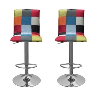 Best Master Furniture Multi Color Upholstered Adjustable Height Swivel Bar Stool (Set of 2)