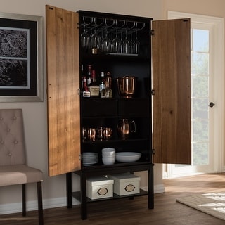 Mid-Century Two-Tone Wine Cabinet by Baxton Studio