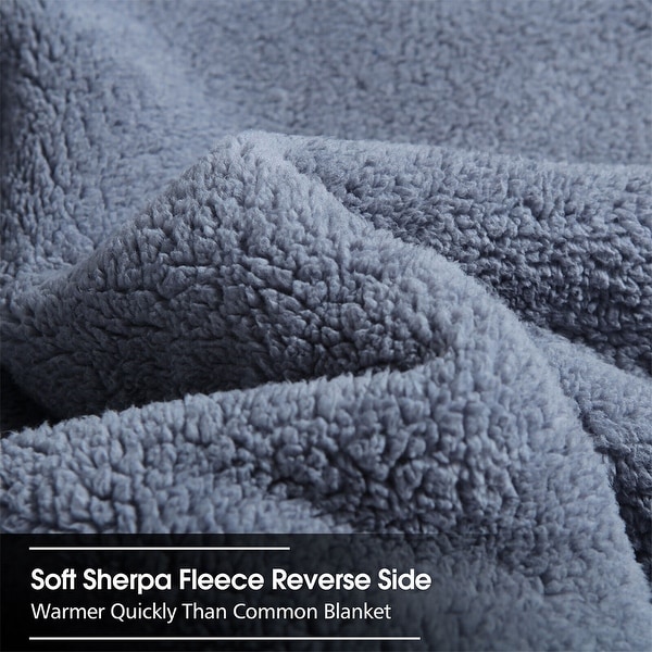 Heavy Thick Warm Sherpa Comforter Set Shams Queen Grey