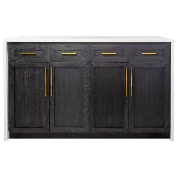 KitchenBathCollection Palisade 60" Waterfall Kitchen Island with Engineered Marble Top