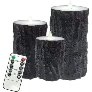 Flameless Candle, 3 PCS Flickering Battery Operated, Black lickering Electric Candles with Remote Control (Black)