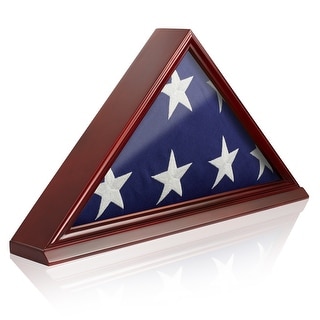 Memorial Veteran American Flag Display Case, Cherry Wood by Reminded