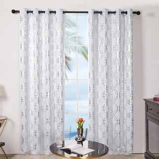 Deconovo Blackout Silver Honeycomb Pattern Curtains(2 Panel)