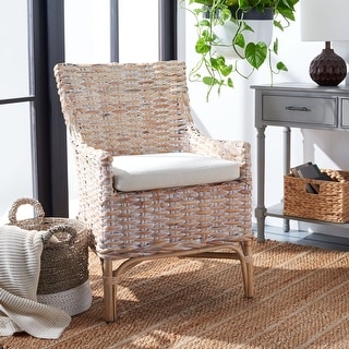 SAFAVIEH Cristen Rattan Accent Chair with Cushion - 24" W x 27.6" L x 35" H