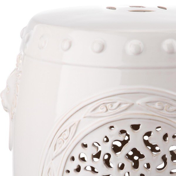 SAFAVIEH Flower Cream Drum Ceramic Decorative Garden Stool