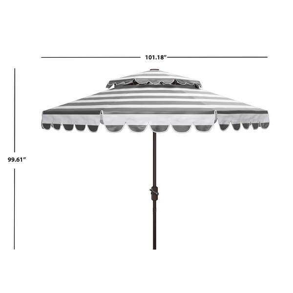 SAFAVIEH Outdoor Living Vienna 9Ft Round Double Top Crank Umbrella