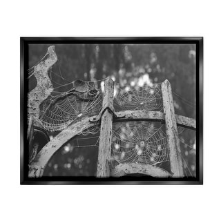 Stupell Spooky Spider Webs Rustic Monochrome Gate Floater Frame, Design by Daphne Polselli