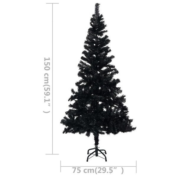 vidaXL Artificial Christmas Tree with LEDs&Ball Set Black 59.1" PVC
