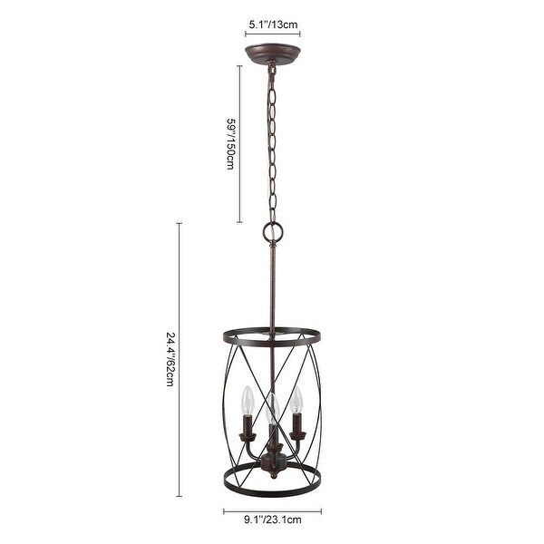 3-light Cylindrical Pendant Lighting - Rusty