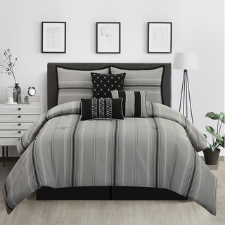 Grand Avenue Dana 7 Piece Striped Jacquard Comforter Set