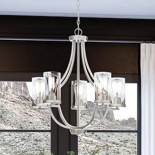 Luxury Contemporary Chandelier, 26"H x 26"W, with Modern Style, Brushed Nickel, BWP4368 by Urban Ambiance - 26