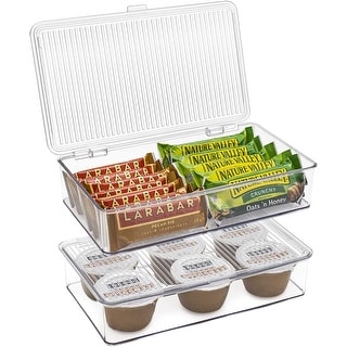 2-Pack Organizer bin with Lids, Kitchen Pantry & Fridge Food Storage Containers