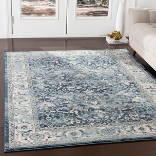 Annelie Navy & Teal Updated Traditional Area Rug - 2'7" x 4'11"